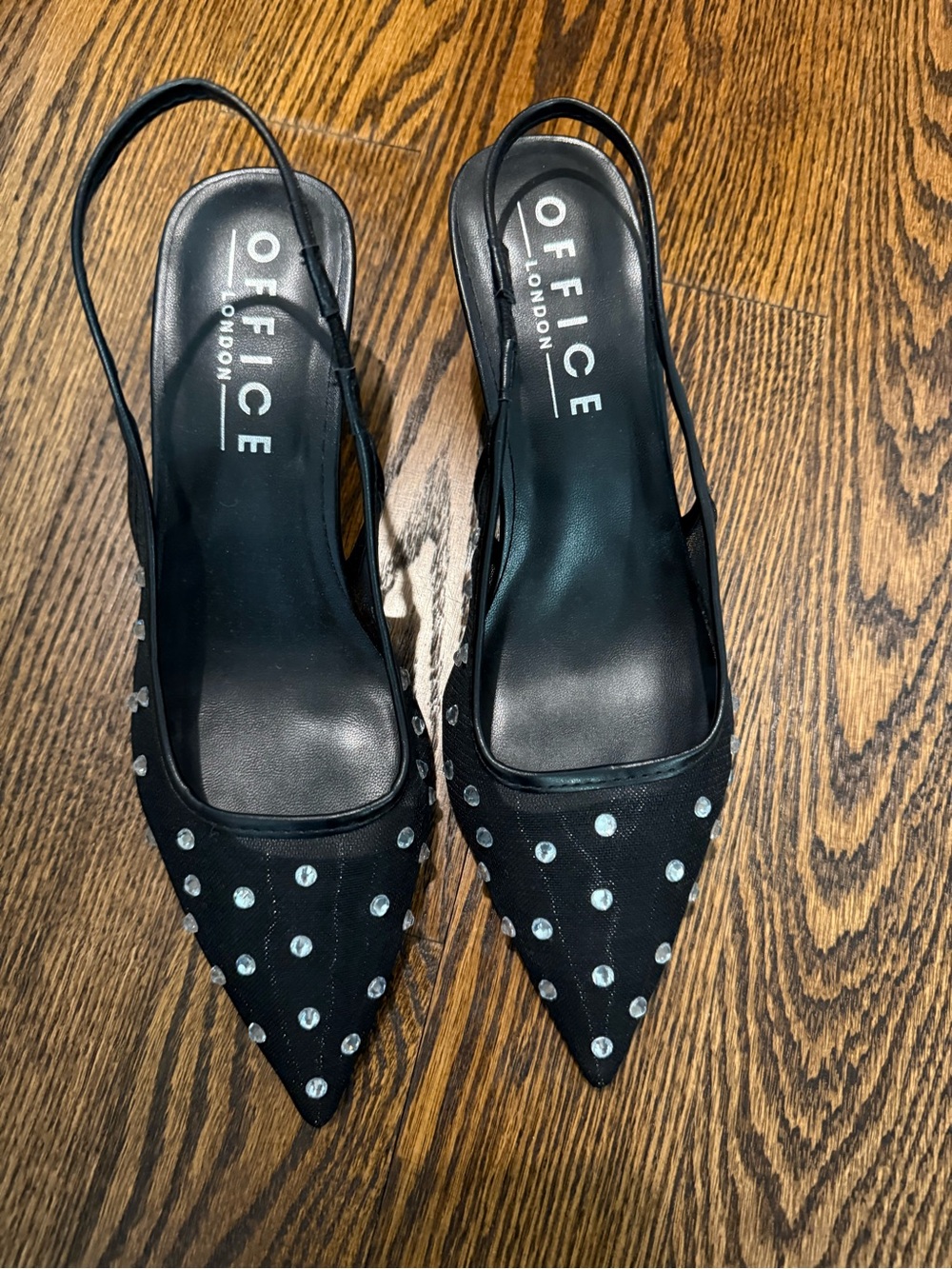 Black Studded Kitten Heels